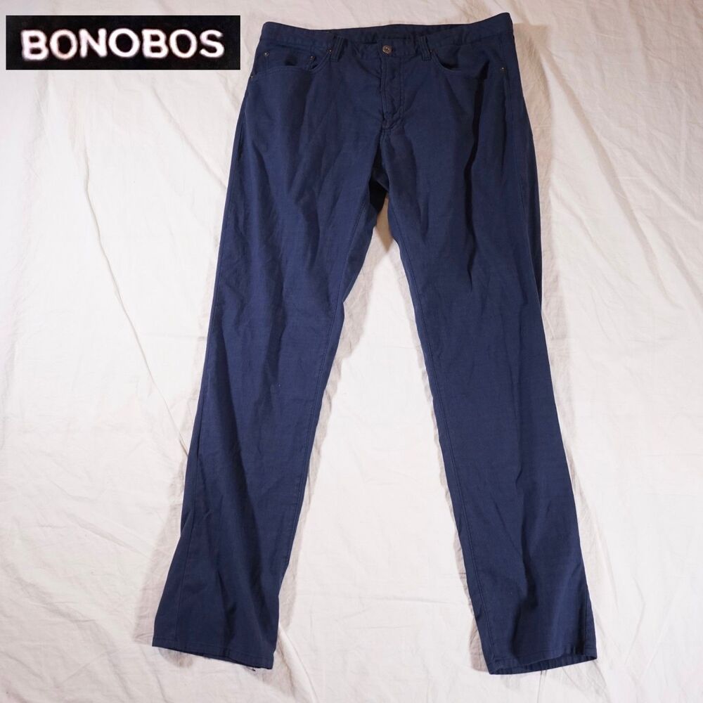 Bonobos Slim Fit Pants Mens 36x34 Navy Blue Chino Five Pocket Stretch Preppy